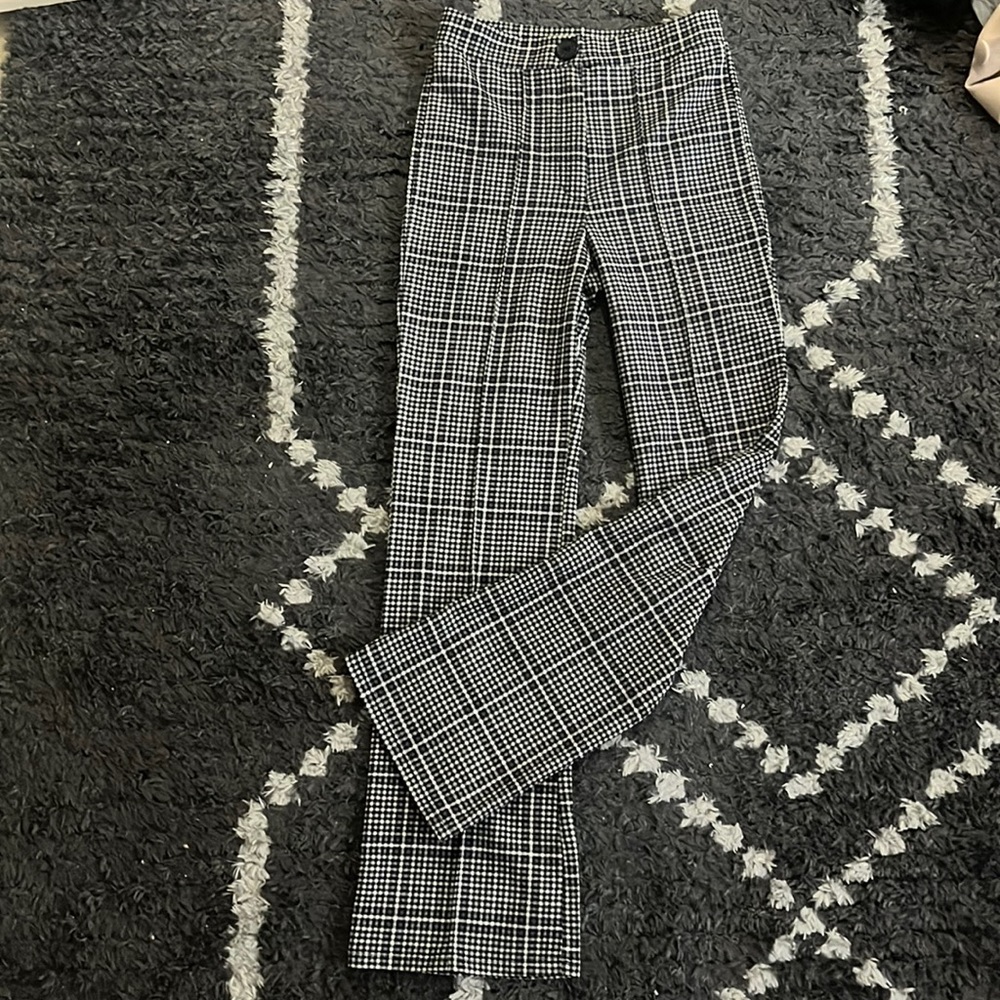Plaid stretchy trousers